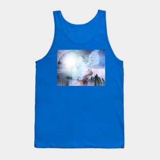 Woman's head silhouette and praying hands Tank Top